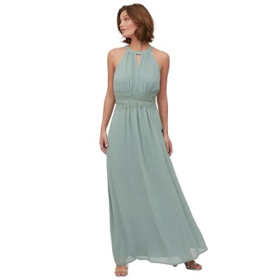 рокля,дамски,поли,и,рокли,vila,milina,halter,sleeveless,long,dress,refurbished,green,(green,milieu,detail,elastic)