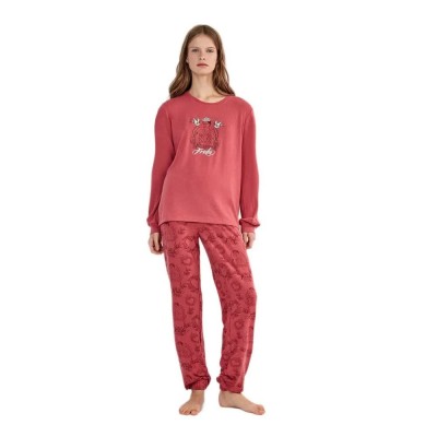 пижама,дамски,пижами,gisela,frida,kahlo,ethnic,patterned,long,sleeve,pyjama,pink,(pink)