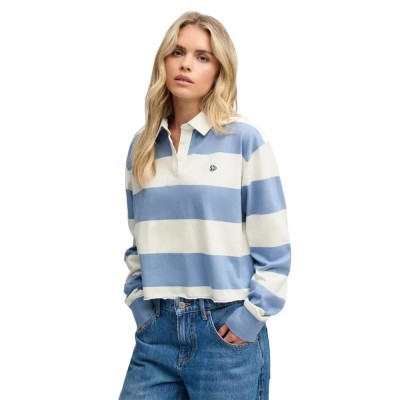 къса,блуза,дамски,топове,superdry,athletic,essentials,cropped,stripe,rugby,long,sleeve,top,blue,(tidal,blue,ecru,stripe)
