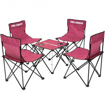 kirkjubØur®,stjärna,pack,of,5,camping,chairs,with,table,wine,red