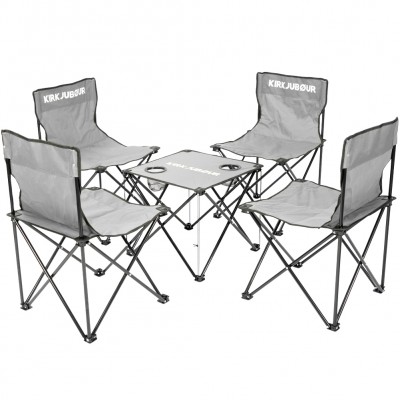 kirkjubØur®,stjärna,pack,of,5,camping,chairs,with,table,gray