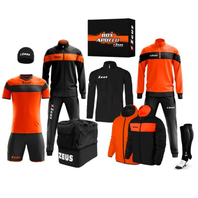всички,футболни,облекла,zeus,apollo,football,kit,teamwear,box,12,pieces,black,neon,orange