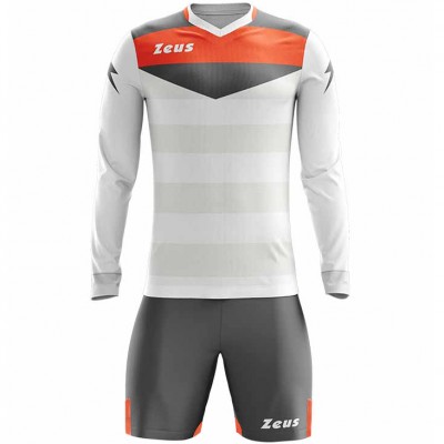 вратарски,ръкавици,и,облекло,всички,футболни,облекла,zeus,argo,goalkeeper,kit,long,sleeved,jersey,with,shorts,white,gray