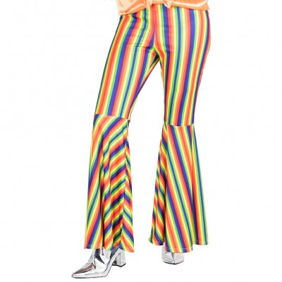 hippie,rainbow,striped,flares,women,pants
