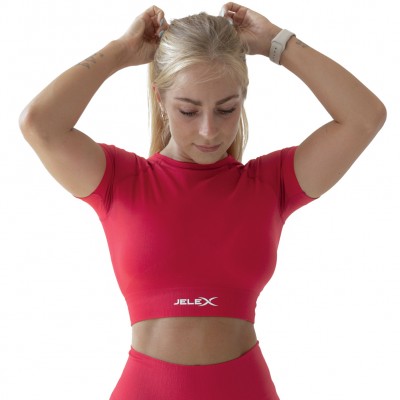 дамски,горнища,за,тренировка,jelex,chiara,women,fitness,short,sleeved,top,red