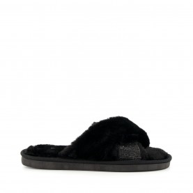 пантофи,чехли,dune,london,winta,diamante,cross,strap,faux,fur,slippers,black