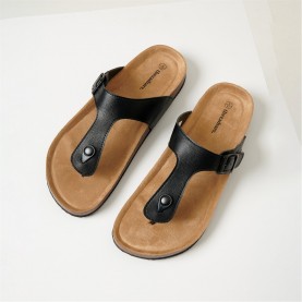 сандали,мъжки,сандали,threadbare,faux,leather,toe,post,sandals,black