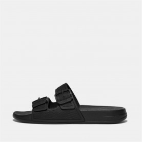 fitflop,iqushion,two,bar,buckle,sliders,black