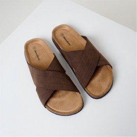 сандали,мъжки,сандали,threadbare,faux,suede,cross,strap,sandals,chocolate