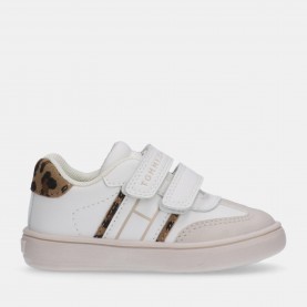 Маратонки Tommy Hilfiger Kids Velcro Low-Top Trainers - White/Leopard маратонки,tommy,hilfiger,kids,velcro,low,top,trainers,white,leopard