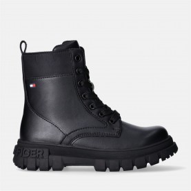 Обувки Tommy Hilfiger Kids' Lace-Up Biker Boots - Black обувки,tommy,hilfiger,kids',lace,up,biker,boots,black