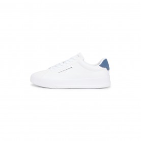 Маратонки TOMMY HILFIGER Men's ESS Leather Court Trainers - White/Agean Sea маратонки,мъжки,маратонки,за,закрито,и,корт,мъжки,маратонки,tommy,hilfiger,men's,ess,leather,court,trainers,white,agean,sea
