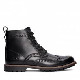 обувки,мъжки,боти,clarks,westcombe,brogue,boots,black,leather