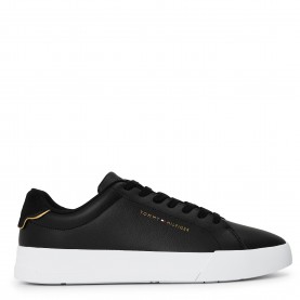 Маратонки Tommy Hilfiger Court Leather Low Top Trainers - Black/Gold маратонки,мъжки,маратонки,tommy,hilfiger,court,leather,low,top,trainers,black,gold
