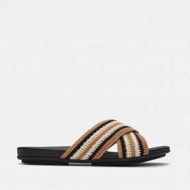 FitFlop Gracie Stripe-Webbing Slides - Black Mix fitflop,gracie,stripe,webbing,slides,black,mix
