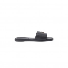 Tommy Hilfiger Tommy Monogram Strap Leather Mules - Black tommy,hilfiger,tommy,monogram,strap,leather,mules,black