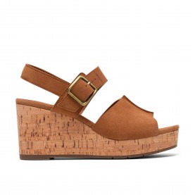 Дамски сандали на платформа Clarks Womens Wedge Sandals - Tan Suede дамски,сандали,на,платформа,clarks,women,s,wedge,sandals,tan,suede