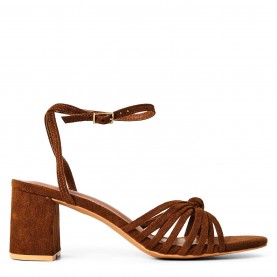 Сандали Wheres That From Where’s Knotted Block Heel Sandal With Ankle Strap - Cognac Suede сандали,дамски,обувки,wheres,that,from,where’s,knotted,block,heel,sandal,with,ankle,strap,cognac,suede