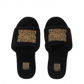 чехли,biba,biba,logo,embellished,slipper,black