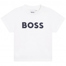 тениска,детски,3/4,панталони,boss,kids',large,logo,cotton,short,sleeve,t,shirt,white,10p