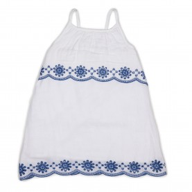 Рокля Be You Kids Embroidered Mini Dress - WHITE/BLUE рокля,детски,поли,и,рокли,be,you,kids,embroidered,mini,dress,white,blue