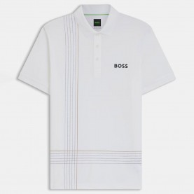 Блуза с яка Boss Active Quick Dry Polo Shirt with Check Artwork - White блуза,с,яка,мъжки,тениски,boss,active,quick,dry,polo,shirt,with,check,artwork,white