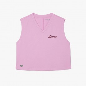 Къса блуза Lacoste Ultra Dry Cotton Sport Crop Top - Pink къса,блуза,дамски,топове,lacoste,ultra,dry,cotton,sport,crop,top,pink