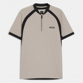 Блуза с яка Boss PL_TOC Matchball Zip-Neck Mesh Polo Shirt - White блуза,с,яка,мъжки,тениски,boss,pl,toc,matchball,zip,neck,mesh,polo,shirt,white