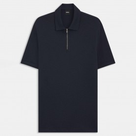 Блуза с яка Boss H-Paras 57 Zip-Neck Polo Shirt - Dark Blue блуза,с,яка,мъжки,тениски,boss,h,paras,57,zip,neck,polo,shirt,dark,blue