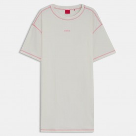 hugo,stretch,cotton,night,dress,with,contrast,logo,natural