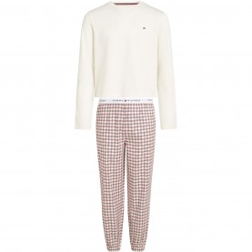 Комплект Tommy Hilfiger Tommy Cuffed PJ Set Jn54 - Ivory Plaid 0XM комплект,детски,облекла,tommy,hilfiger,tommy,cuffed,pj,set,jn54,ivory,plaid,0xm