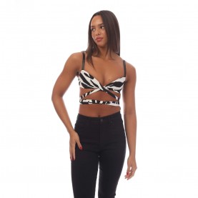 дамски,топове,off,white,women,s,zebra,vi,twisted,lace,up,bra,wraparound,design,top,white,black