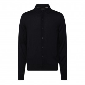Boss Helbert Regular Fit Shirt in Virgin Wool - Dark Blue boss,helbert,regular,fit,shirt,in,virgin,wool,dark,blue