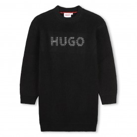 юношеска,рокля,детски,облекла,hugo,long,sleeve,logo,dress,juniors,black,09b