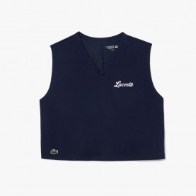 Къса блуза Lacoste Ultra Dry Cotton Sport Crop Top - Blue къса,блуза,дамски,топове,lacoste,ultra,dry,cotton,sport,crop,top,blue