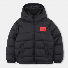 Яке HUGO Kids' Short Puffer Jacket - Black 09B яке,детски,3/4,панталони,hugo,kids',short,puffer,jacket,black,09b
