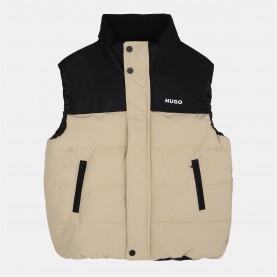 елек,детски,3/4,панталони,hugo,kids',padded,sleeveless,gilet,beige,black