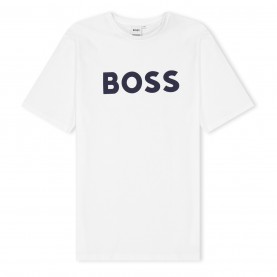 тениска,детски,3/4,панталони,boss,kids,large,logo,t,shirt,bold,print,white,09