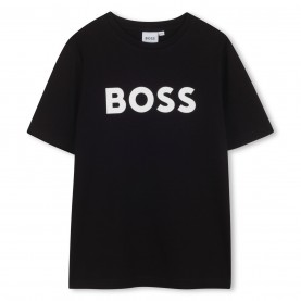 тениска,детски,3/4,панталони,boss,kids,large,logo,t,shirt,bold,print,black,09