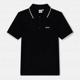 Блуза с яка Boss Kids Small Logo Polo Shirt Logo Detail - Black блуза,с,яка,детски,облекла,boss,kids,small,logo,polo,shirt,logo,detail,black