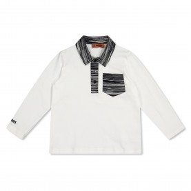 Тениска Missoni Kids Contrast Collar Regular Fit T-Shirt - white/black тениска,missoni,kids,contrast,collar,regular,fit,t,shirt,white,black