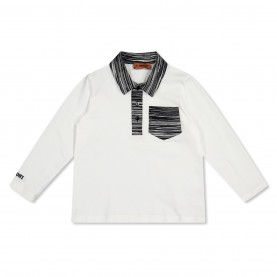 тениска,детски,3/4,панталони,missoni,kids',contrast,collar,regular,fit,t,shirt,white,black