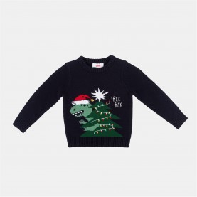 Пуловер Star Xmas Jumper In54 - T-REX Tree пуловер,коледни,пуловери,бебешки,облекла,детски,3/4,панталони,детски,облекла,star,xmas,jumper,in54,t,rex,tree