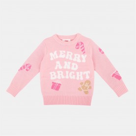 Пуловер Star Xmas Jumper In54 - Pink пуловер,коледни,пуловери,бебешки,облекла,детски,3/4,панталони,детски,облекла,star,xmas,jumper,in54,pink