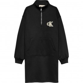 рокля,детски,облекла,calvin,klein,jeans,teddy,fleece,zip,dress,ck,black,beh