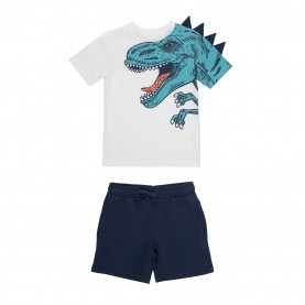 Детска тениска Studio Younger Boys 3D Dino Tshirt and Short - WHITE/NAVY детска,тениска,коледни,подаръци,за,деца,всички,коледни,подаръци,детски,3/4,панталони,studio,younger,boys,3d,dino,tshirt,and,short,white,navy