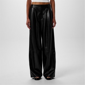 панталони,дамски,чорапогащи,и,клинове,boss,women's,tadesa,faux,leather,soft,finish,trousers,black