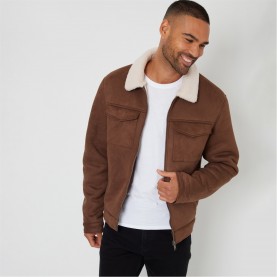 яке,мъжки,якета,мъжки,якета,и,палта,размер+,threadbare,men's,faux,suede,borg,lined,long,sleeve,aviator,jacket,taupe