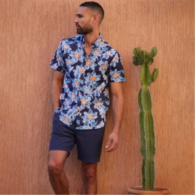 риза,с,къс,ръкав,threadbare,cotton,tropical,print,short,sleeve,shirt,navy