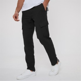 панталони,мъжки,панталони,threadbare,linen,blend,cargo,trousers,black
